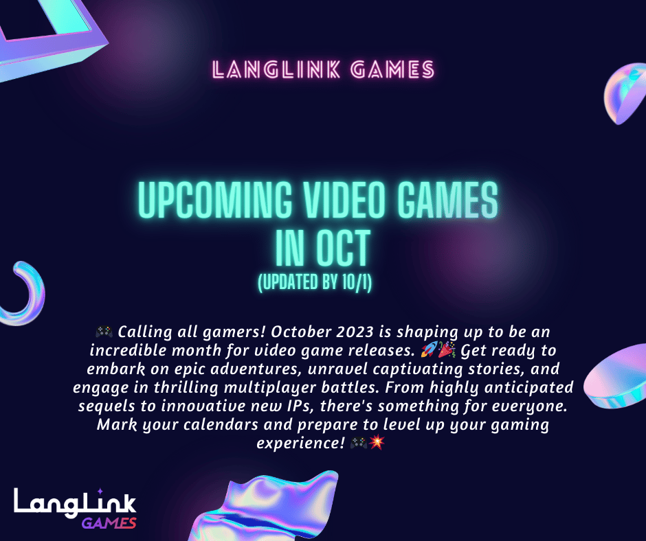 Upcoming video games (in Oct ,2023)