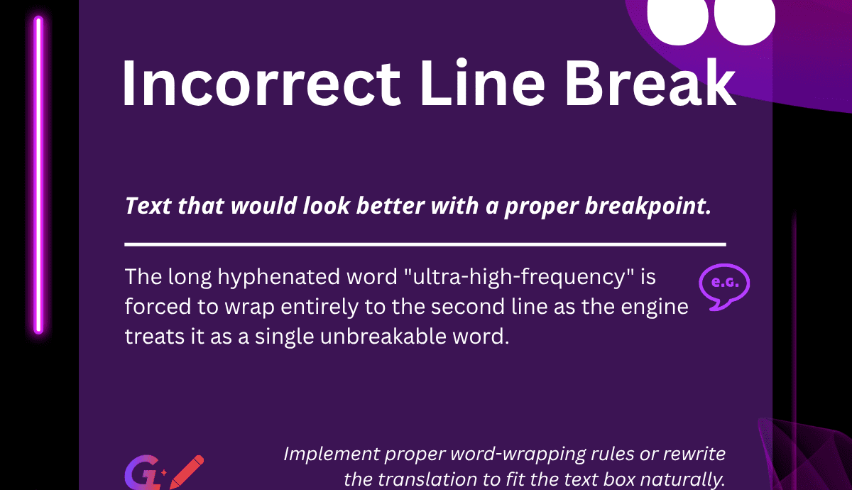 Langlink LQA Bug Dictionary Incorrect Line Break